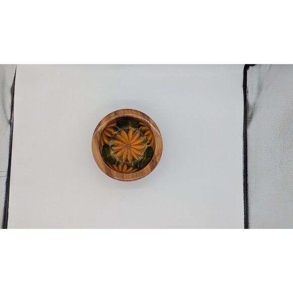 Hand-Painted Wooden Bowl With Vibrant Floral Design - Picture 4 of 12